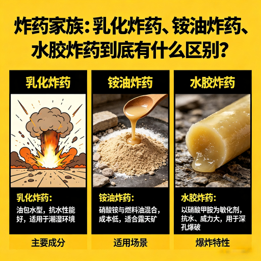 雨湖炸药家族：乳化炸药、铵油炸药、水胶炸药到底有什么区别？
